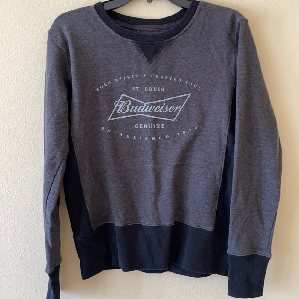 Budweiser Black Marled Gray Sweater
